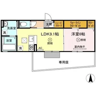 チェリーブロッソム G棟【102号室】の間取り