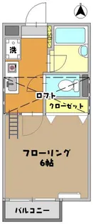 北綾瀬駅バストイレ別1K【2階】の間取り
