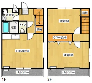 徳島県阿南市那賀川町中島1351-7【テラスハウス】の間取り