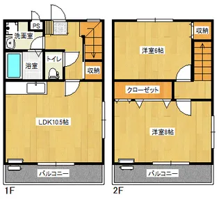 徳島県阿南市那賀川町中島1351-7【テラスハウス】の間取り