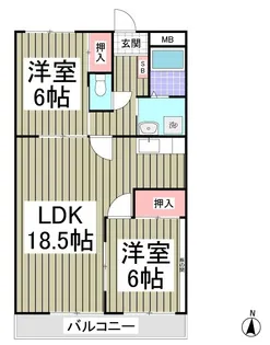 エルヴェ武里【103号室】の間取り