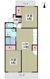 行田ハイツ1号棟【405号室】の間取り