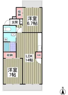 行田ハイツ2号棟【101号室】の間取り