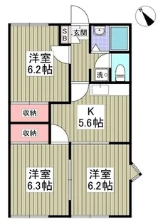 グランハイム稲葉B【102号室】の間取り