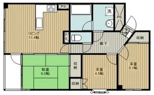’90ninety-3行田【104号室】の間取り