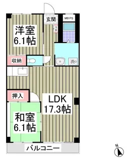 エルヴェ武里【605号室】の間取り