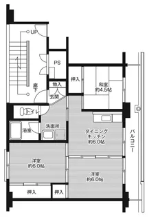ビレッジハウスなかのめ1号棟【202号室】の間取り