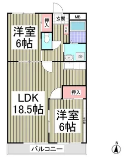 エルヴェ武里【203号室】の間取り