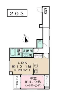 ミュール ノワール【203号室】の間取り