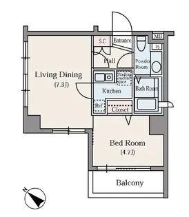 東池袋デュープレックスリズ【1304号室】の間取り