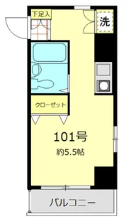 コーポ数納【101号室】の間取り