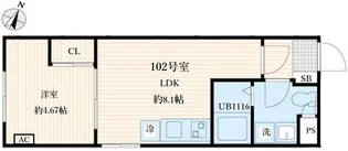 AGLAIA要町【102号室】の間取り