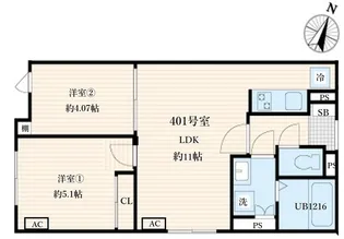 AGLAIA要町【401号室】の間取り