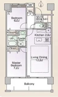 ロイヤルパークス新田【0210号室】の間取り