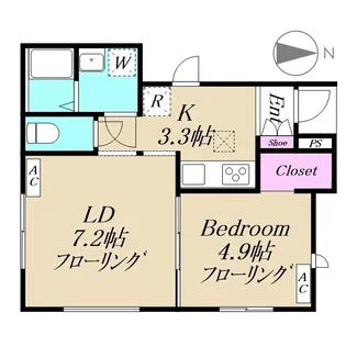 ハートフルストーリー【1号室】の間取り