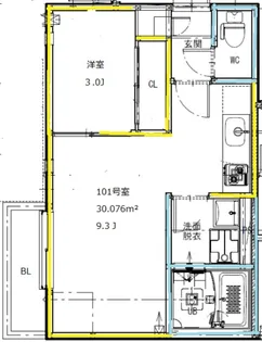 GRANDTIC PREMIO 熊大前【101号室】の間取り