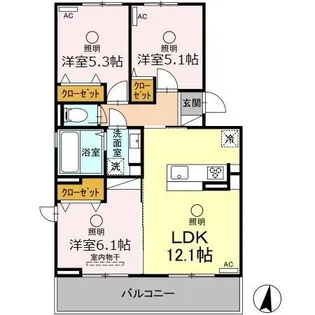 LAVIE BELLE A棟【302号室】の間取り