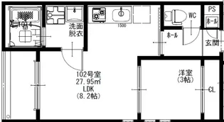 R-smart W 熊大病院【102号室】の間取り