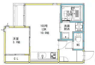 Grandtic Confiance(コンフィアンス)【103号室】の間取り