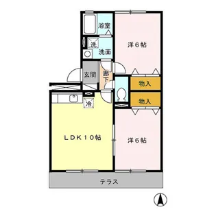 セジュール江越【103号室】の間取り