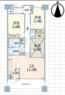 リバーガーデン東大阪新庁舎アヴェニュー【1416号室】の間取り