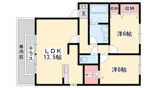 メリーファンテン B棟【102号室】の間取り
