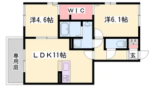 サンハイツ花田【1階】の間取り