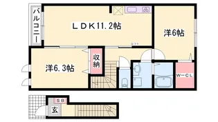 モンシェリー御立A【2階】の間取り