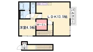 モダンコート東阿保【2階】の間取り