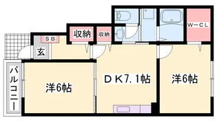 リヴァーサイドレジデンスA【1階】の間取り