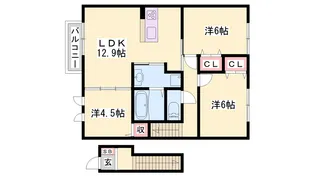 しんでれら・円山 C棟【2階】の間取り