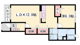 アメニティアミノウチA【1階】の間取り