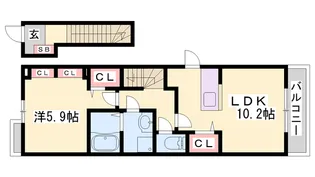 メゾングレーヌ網干新在家B【2階】の間取り