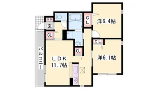 ロンド・ヴィル・ウエスト【1階】の間取り