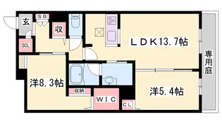 オカバ姫路青山シャーメゾン【1階】の間取り