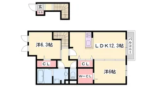 ローヤルヴィラ勝原【2階】の間取り