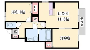 セジュールアカネ A棟【A101号室】の間取り