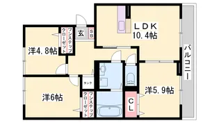 セジュールアカネ B棟【B202号室】の間取り