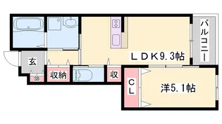 1LDKの間取り画像