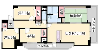 シャトーブランシェ【4階】の間取り