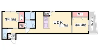ブロンテ東加古川【1階】の間取り