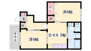 フリューリンク【1階】の間取り