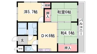 ハイツ夢前川【3階】の間取り