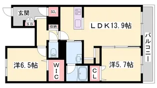 オカバ姫路岡町シャーメゾン【A201号室】の間取り