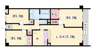 キャッスルコート東辻井【1階】の間取り