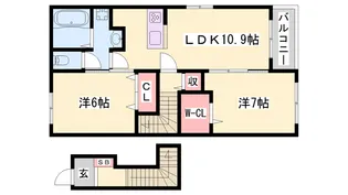 メゾン グレーヌ 塩屋A【2階】の間取り