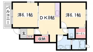 2DKの間取り画像