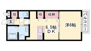 1DKの間取り画像