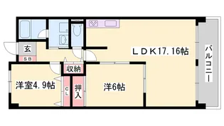 テルツォ南新在家【7階】の間取り