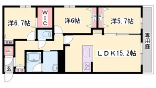 オカバ姫路岡町シャーメゾン【B106号室】の間取り
